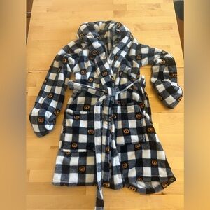 Spooky Night Halloween Gingham Jack-o-lantern Short Robe